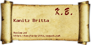Kanitz Britta névjegykártya